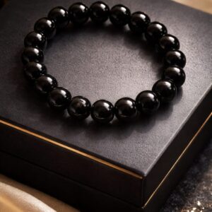 premium quality black bead stretch bracelet