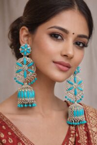 yellow floral designer jhumka earrings with stone work
