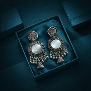 yellow floral designer jhumka earrings with stone work
