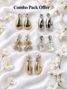 5 pair combo pack designer earrings set for women
