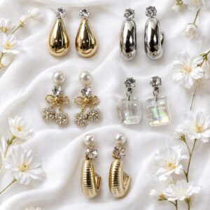 5 pair combo pack designer earrings set for women