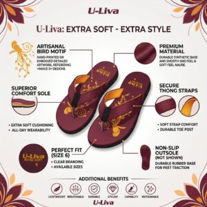 Home stylish floral print flip flops for women (extra soft sole),brown