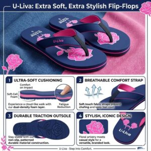 Home stylish floral print flip flops for women (extra soft sole),brown