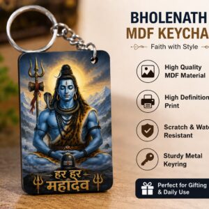 Home customized hanuman ji mdf wooden keychain | high definition printed spiritual keyring with glossy finish