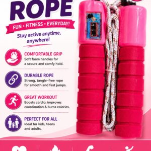 digital counting jump rope with foam grip for fitness
