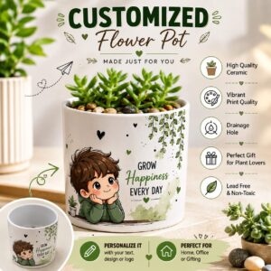 Home customized ceramic flower pot with photo print